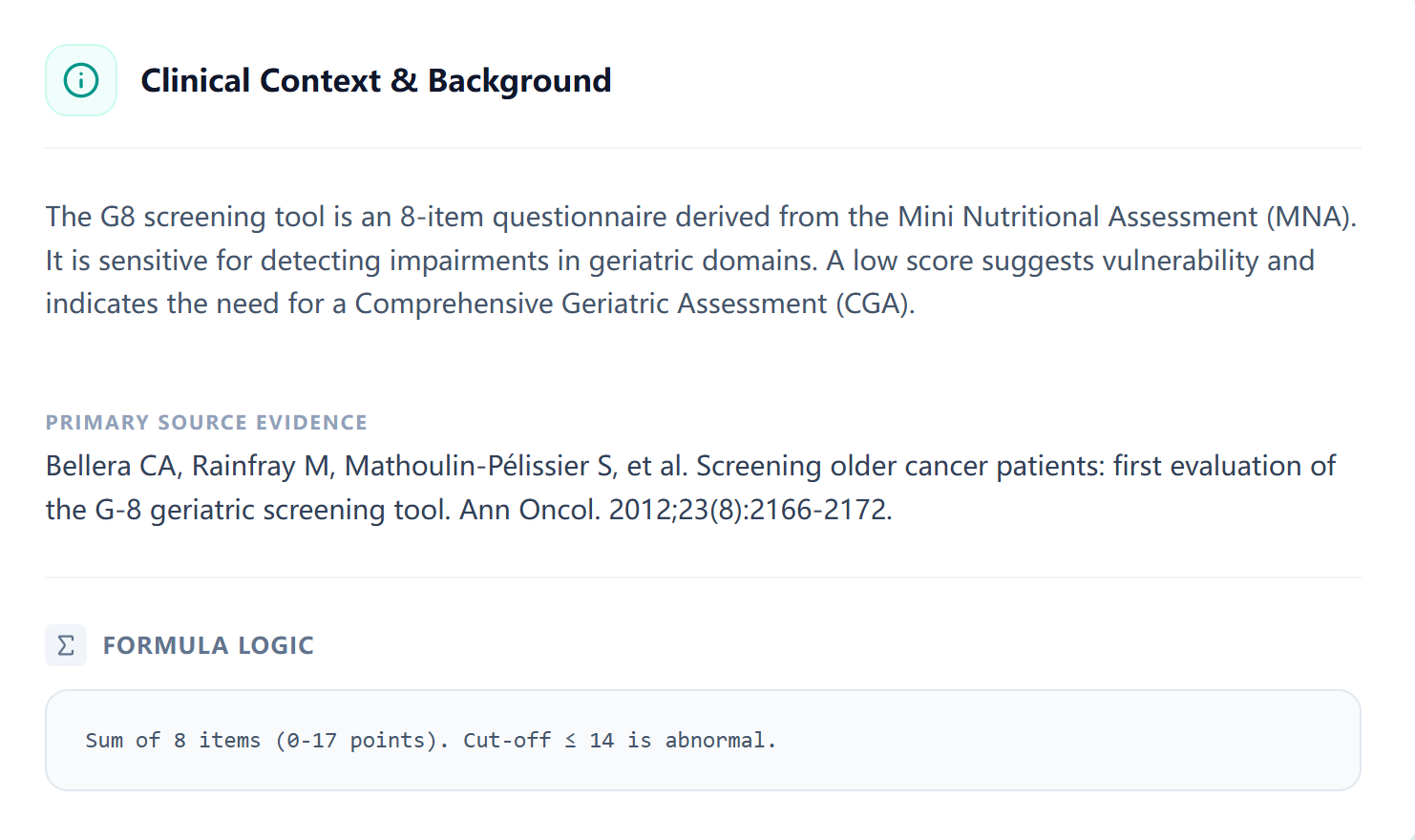 G8 Clinical Background Panel